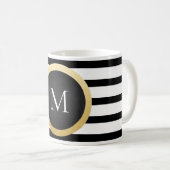 Matig zwart-witstripmonogram koffiemok (Voorkant rechts)