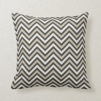 Matig zwart-witte taupe chevron gepatterd kussen