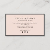 Matig zwart zwart, roze script monogram handtekeni visitekaartje (Achterkant)