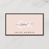 Matig zwart zwart, roze script monogram handtekeni visitekaartje (Voorkant)