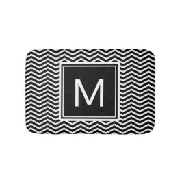 Matig zwarte en witte Chevrons met monogram Badmat