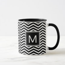 Matig zwarte en witte Chevrons met monogram