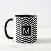 Matig zwarte en witte Chevrons met monogram Mok (Links)