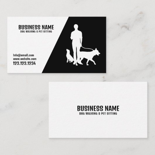 Matig zwarte en witte honden Silhouette Dog Walkin Visitekaartje (Voorkant / Achterkant)