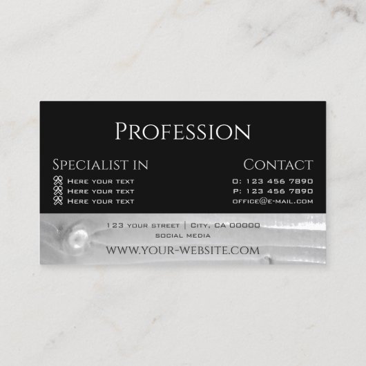 Matig zwarte en witte houtkorrels visitekaartje (Achterkant)