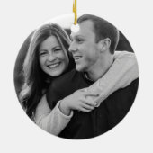 Matig zwarte en witte kerstpine Wreatfoto Keramisch Ornament (Achterkant)