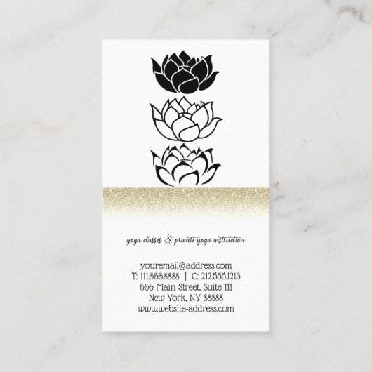 Matig zwarte en witte lotusbloem visitekaartje (Achterkant)