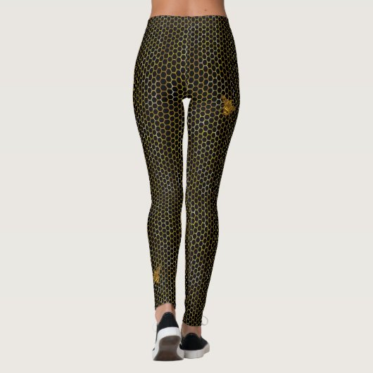 Matig zwarte goudbijen, een geweldige bijen leggings (Achterkant)