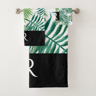 Matig zwarte lef-patroonmonogram handdoek