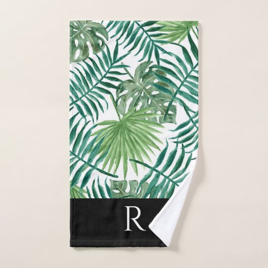 Matig zwarte lef-patroonmonogram handdoek (Handdoek)