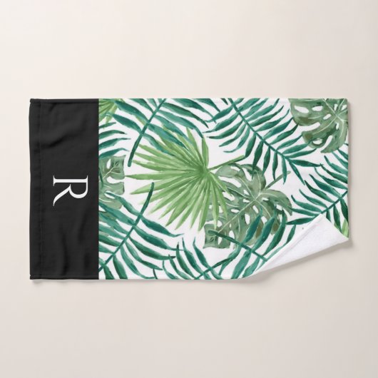 Matig zwarte lef-patroonmonogram handdoek (Handdoek)