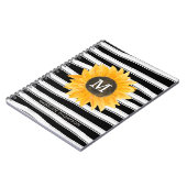 Matig zwarte strepen - Zonnebloemmonogram spiraalv Notitieboek (Linkerzijde)