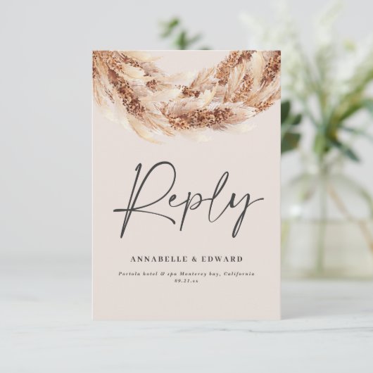 Matig zwarte taartpampagne RSVP (Staand voorkant)