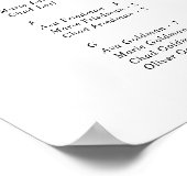 Matig zwarte Typografie Alfabetische zitplaats Poster (Hoek)