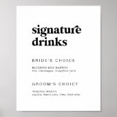 Matig zwarte Typografie Ondertekening Drink Poster (Voorkant)