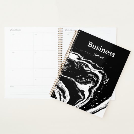 Matig zwarte witte marmer planner (Display)