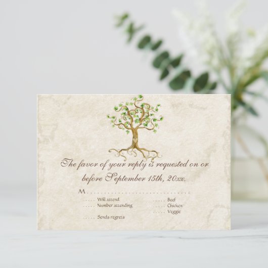 Matig zwembriet Lek Antiek perkament RSVP Kaartje (Staand voorkant)