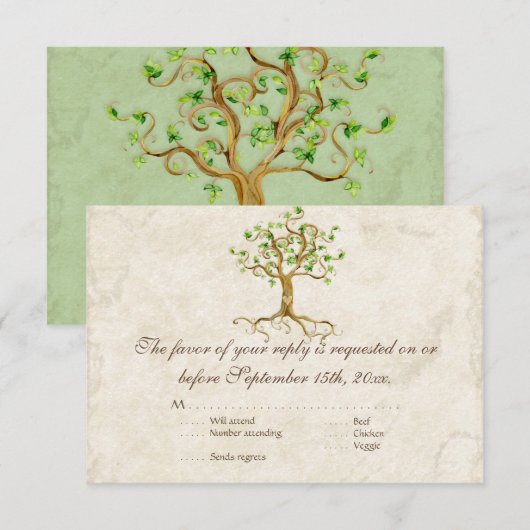 Matig zwembriet Lek Antiek perkament RSVP Kaartje (Voorkant / Achterkant)