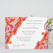 Matig Zwirl Vlaams Hart Tangerine Hot Pink Kaart (Staand voorkant)