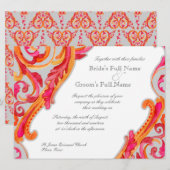 Matig Zwirl Vlaams Hart Tangerine Hot Pink Kaart (Voorkant / Achterkant)