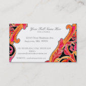 Matig Zwirl Vlaams Hart Tangerine Hot Pink Visitekaartje (Achterkant)