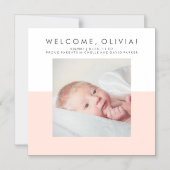 Matige bekendmaking van de 'Blush Pink Birth'-gebo Magnetische Uitnodiging (Voorkant)