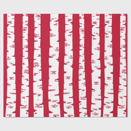 Matige Birch Trees Gift Wrap/Rood Cadeaupapier (Vlak)