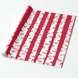 Matige Birch Trees Gift Wrap/Rood Cadeaupapier