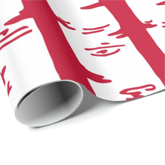 Matige Birch Trees Gift Wrap/Rood Cadeaupapier (Rol Hoek)