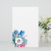Matige bloem met waterverf, handgetrokken bloem briefpapier (Staand voorkant)