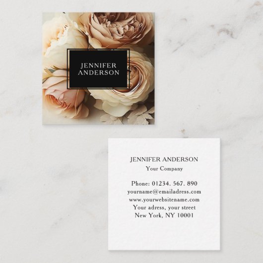 Matige bloem vierkante visitekaartje (Voorkant / Achterkant)