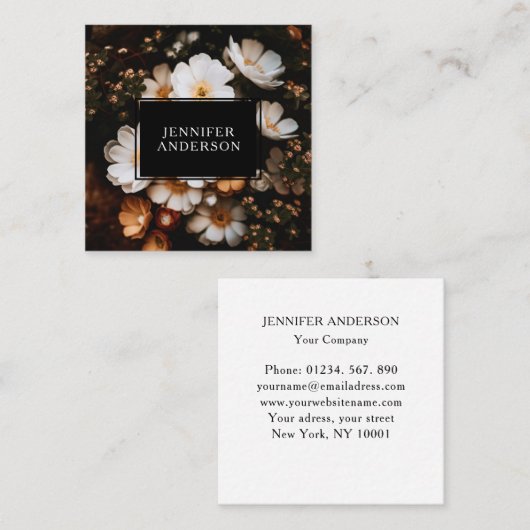 Matige bloem vierkante visitekaartje (Voorkant / Achterkant)