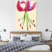 Matige bloem waterverf roze liem canvas afdruk (Insitu (Slaapkamer))