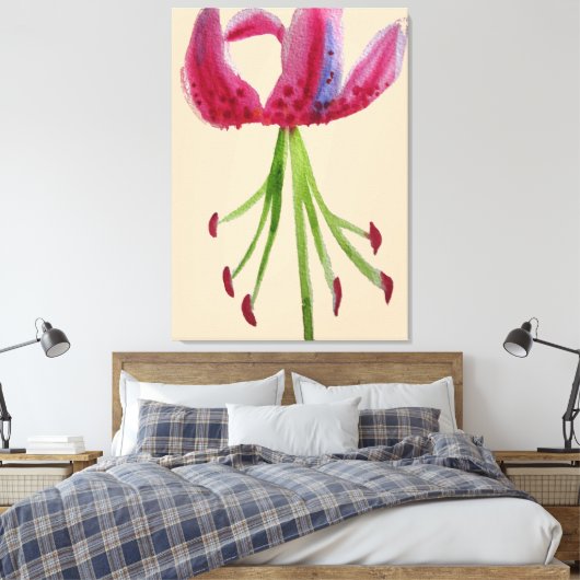 Matige bloem waterverf roze liem canvas afdruk (Insitu (Slaapkamer))