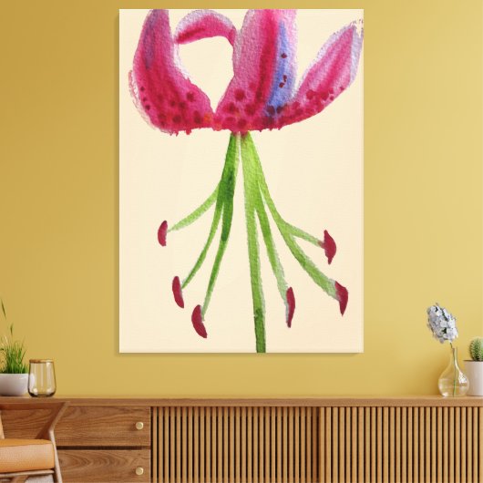 Matige bloem waterverf roze liem canvas afdruk (Insitu (Woonkamer))