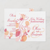 Matige bloesbloempjes rode roodroodbruin kaart (Voorkant / Achterkant)