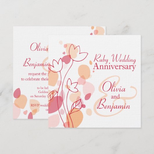 Matige bloesbloempjes rode roodroodbruin kaart (Voorkant / Achterkant)