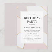 Matige 'Blush' en 'Gold Foil Geometric Birthday' Kaart (Voorkant / Achterkant)