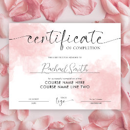Matige Blush Pink Beauty Course Completion Award