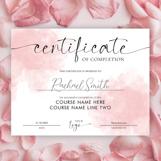 Matige Blush Pink Beauty Course Completion Award (Creator heeft geüpload)