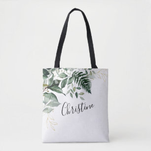 Matige botanische groenery foliage Bridesmaid gift Tote Bag