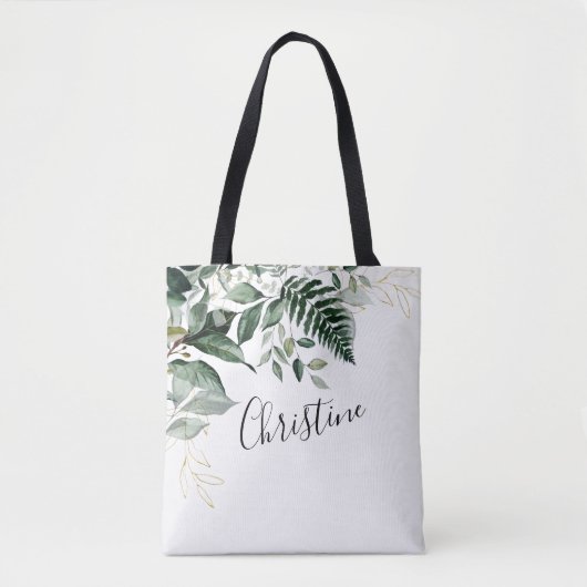 Matige botanische groenery foliage Bridesmaid gift Tote Bag (Voorkant)