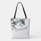 Matige botanische groenery foliage Bridesmaid gift Tote Bag (Achterkant)