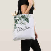 Matige botanische groenery foliage Bridesmaid gift Tote Bag (Dichtbij)