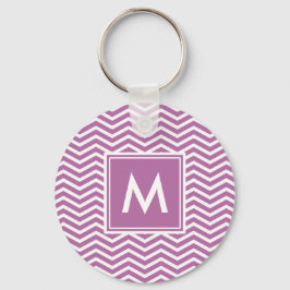 Matige buikachtige Paarse Chevrons met monogram Sleutelhanger