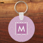 Matige buikachtige Paarse Chevrons met monogram Sleutelhanger (Voorkant)