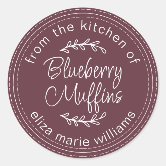 Matige bulggoederen Blueberry Muffins Burgundy Ronde Sticker (Voorkant)