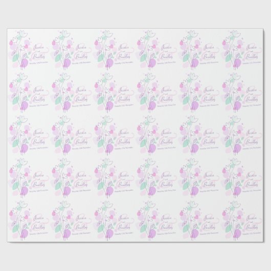 Matige confetti bloembladen, aangepaste bruiloft cadeaupapier (Vlak)