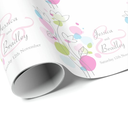 Matige confetti bloembladen, aangepaste bruiloft cadeaupapier (Rol Hoek)