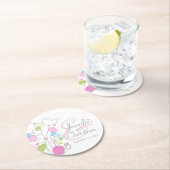 Matige confetti bloemnaam datum bruiloft onderzett ronde kartonnen onderzetter (Insitu)